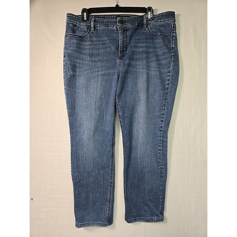 Talbots Jeans Women 16 Petite Blue Denim Flawless 5 Pocket Straight Leg Jean